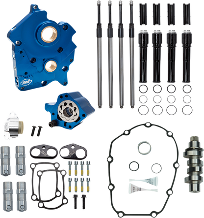 S&S CYCLE Cam Chest Kit with Plate - Chain Drive - Water Cooled - 475 Cam - Black Pushrods - M8