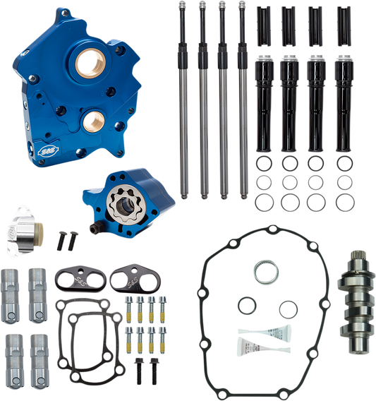 S&S CYCLE Cam Chest Kit with Plate - Chain Drive - Water Cooled - 475 Cam - Black Pushrods - M8