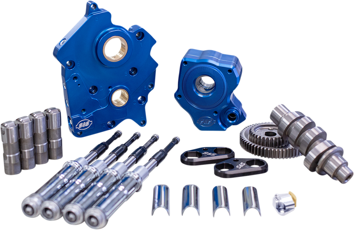 S&S CYCLE Cam Chest Kit with Plate - Chain Drive - Oil Cooled - 475 Cam - Black Pushrods - M8