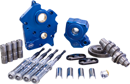 S&S CYCLE Cam Chest Kit with Plate - Chain Drive - Oil Cooled - 475 Cam - Black Pushrods - M8