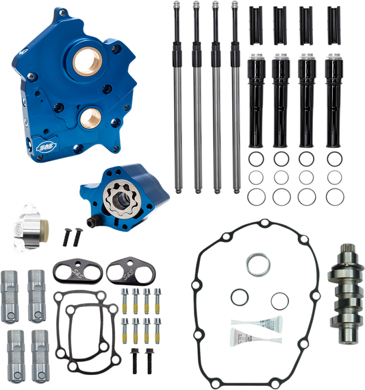 S&S CYCLE Cam Chest Kit with Plate - Chain Drive - Oil Cooled - 475 Cam - Black Pushrods - M8