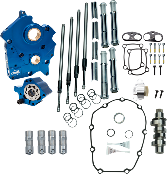 S&S CYCLE Cam Chest Kit with Plate - Chain Drive - Oil Cooled - 465 Cam - Chrome Pushrods - M8