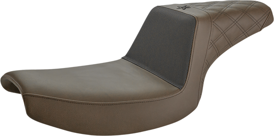 SADDLEMEN Unknown Industries Seat - Front Carbon Fiber/Black Gripper Lumbar/Rear Lattice Stitch - FXR '82-'00