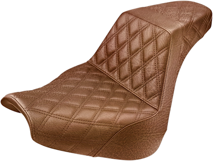 SADDLEMEN Step-Up Seat - Full Lattice Stitch - Brown - Softail '18-'20