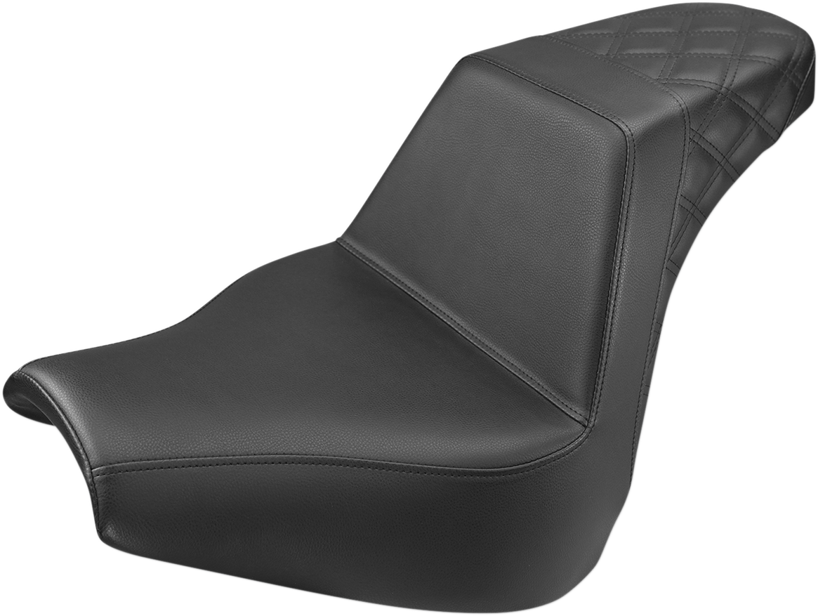 SADDLEMEN Step-Up Seat - Rear Lattice Stitch - Black - Softail '18-'20