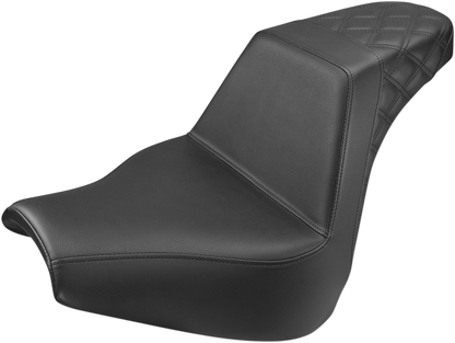 SADDLEMEN Step-Up Seat - Rear Lattice Stitch - Black - Softail '18-'20