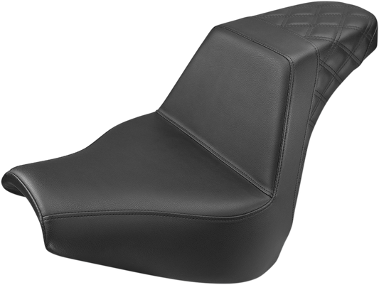SADDLEMEN Step-Up Seat - Rear Lattice Stitch - Black - Softail '18-'20