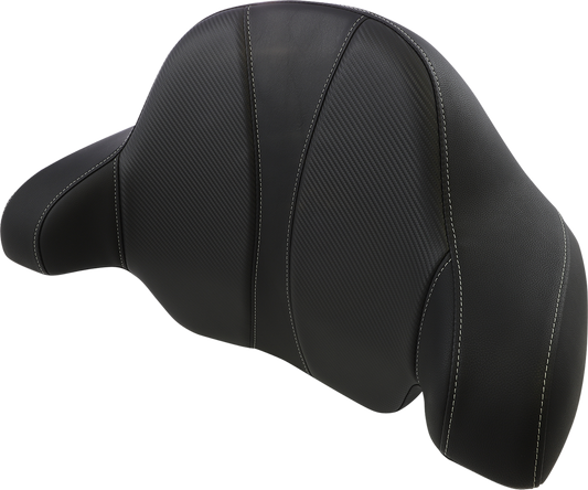 SADDLEMEN Tour Pac Backrest Pad - Dominator Seat - Black Carbon Fiber w/ Gray Stitching - '14-'23 TOURING