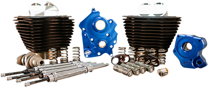 S&S CYCLE 128" Power Package Engine Performance Kit - Chain Drive - Wrinkle Black with Non-Highlighted Fins