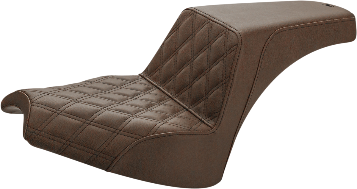SADDLEMEN Step-Up Seat - Front Lattice Stitch/Rear Smooth - Brown - 2022 Indian Chief