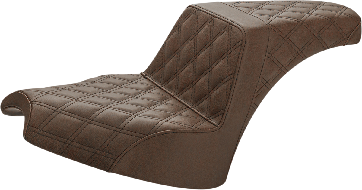 SADDLEMEN Step-Up Seat - Full Lattice Stitch - Brown - 2022 Indian Chief