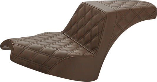 SADDLEMEN Step-Up Seat - Full Lattice Stitch - Brown - 2022 Indian Chief