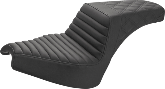 SADDLEMEN Step-Up Seat - Front Tuck-n'-Roll/Rear Lattice Stitch - Black - 2022 Indian Chief