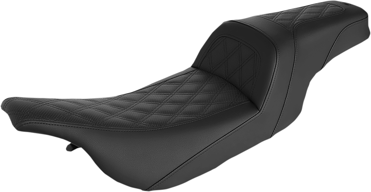 SADDLEMEN Slim Seat - Black - Lattice Stitch - Touring '99-'07