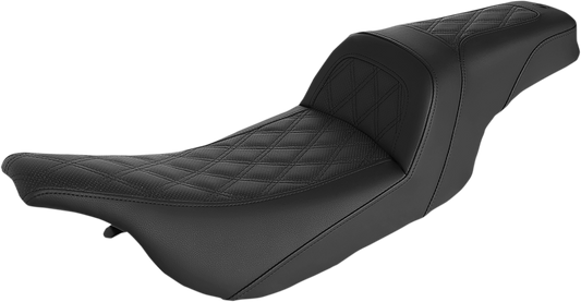SADDLEMEN Slim Seat - Black - Lattice Stitch - Touring '99-'07