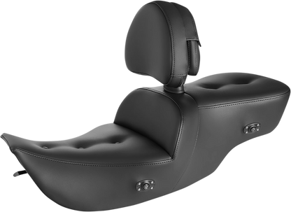 SADDLEMEN Roadsofa™ Pillow Top Seat - With Backrest - Heated - Black - Touring '97-'07