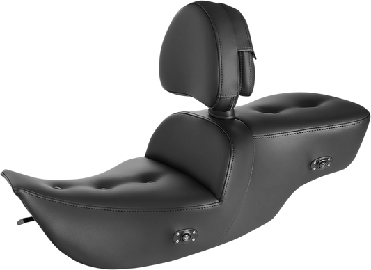 SADDLEMEN Roadsofa™ Pillow Top Seat - With Backrest - Heated - Black - Touring '97-'07