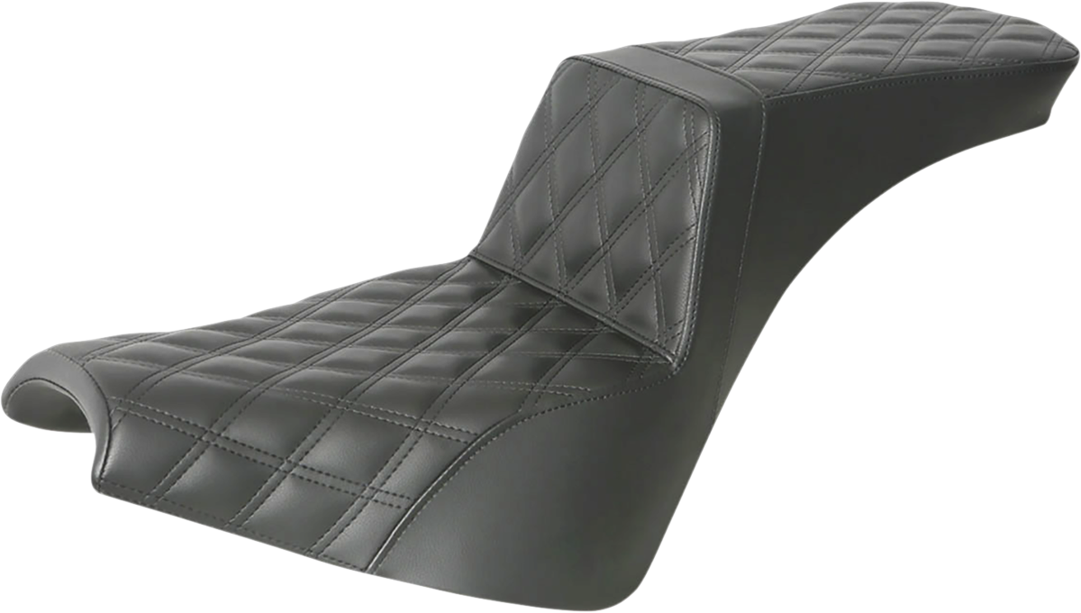 SADDLEMEN Step-Up Seat - Full Lattice Stitch - Black - Softail '18-'24