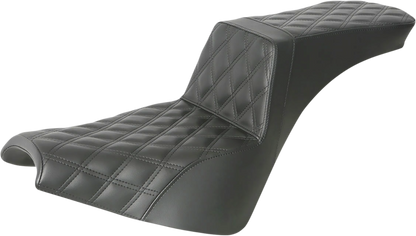 SADDLEMEN Step-Up Seat - Full Lattice Stitch - Black - Softail '18-'24