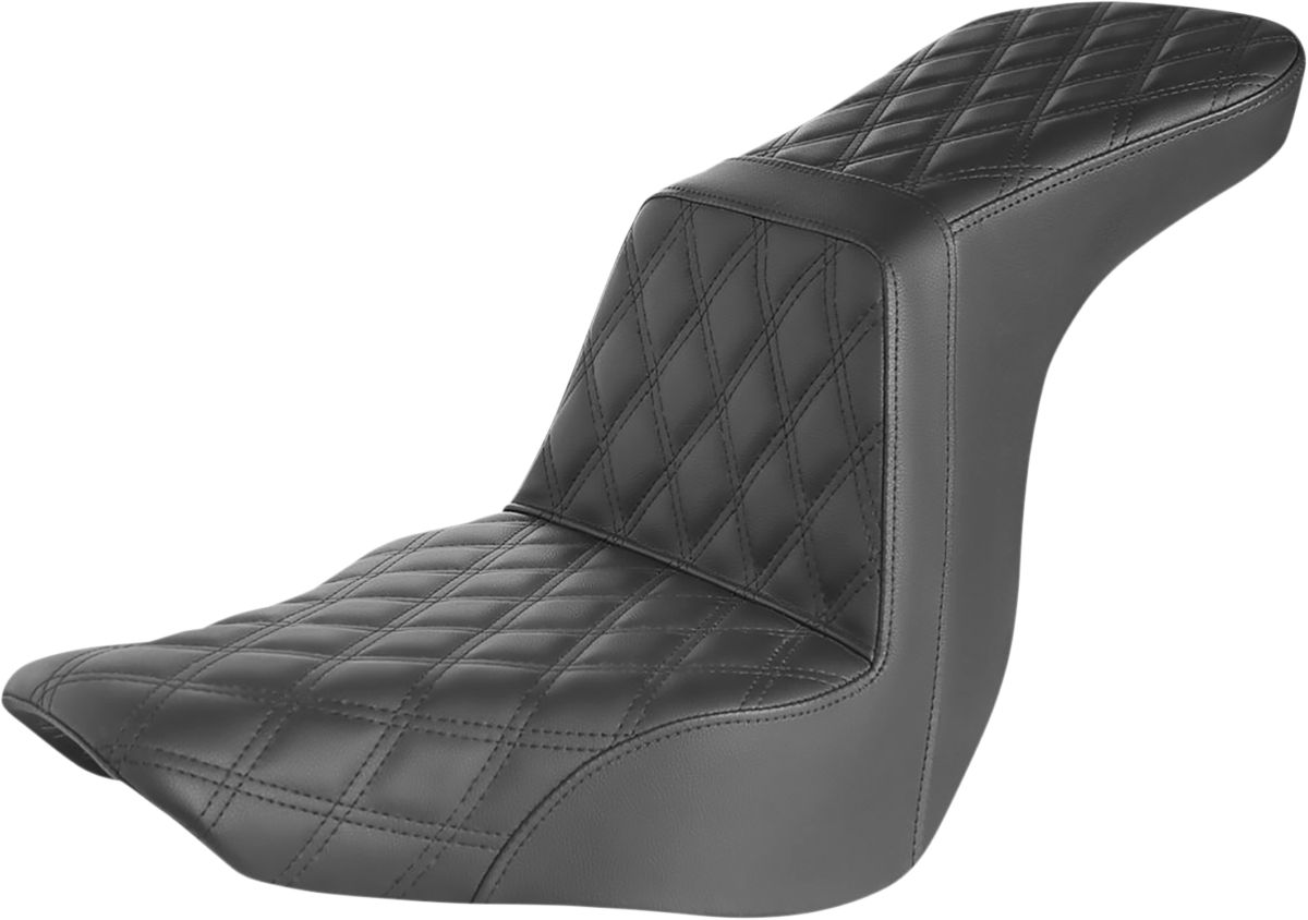 SADDLEMEN Step-Up Seat - Full Lattice Stitch - Black - Softail '18-'24
