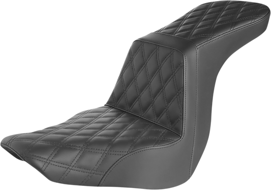 SADDLEMEN Step-Up Seat - Full Lattice Stitch - Black - Softail '18-'24