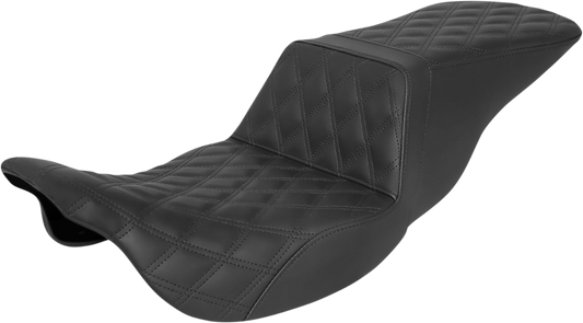 SADDLEMEN Tour Step-Up Seat - Full Lattice Stitch - Black - Touring '08-'24