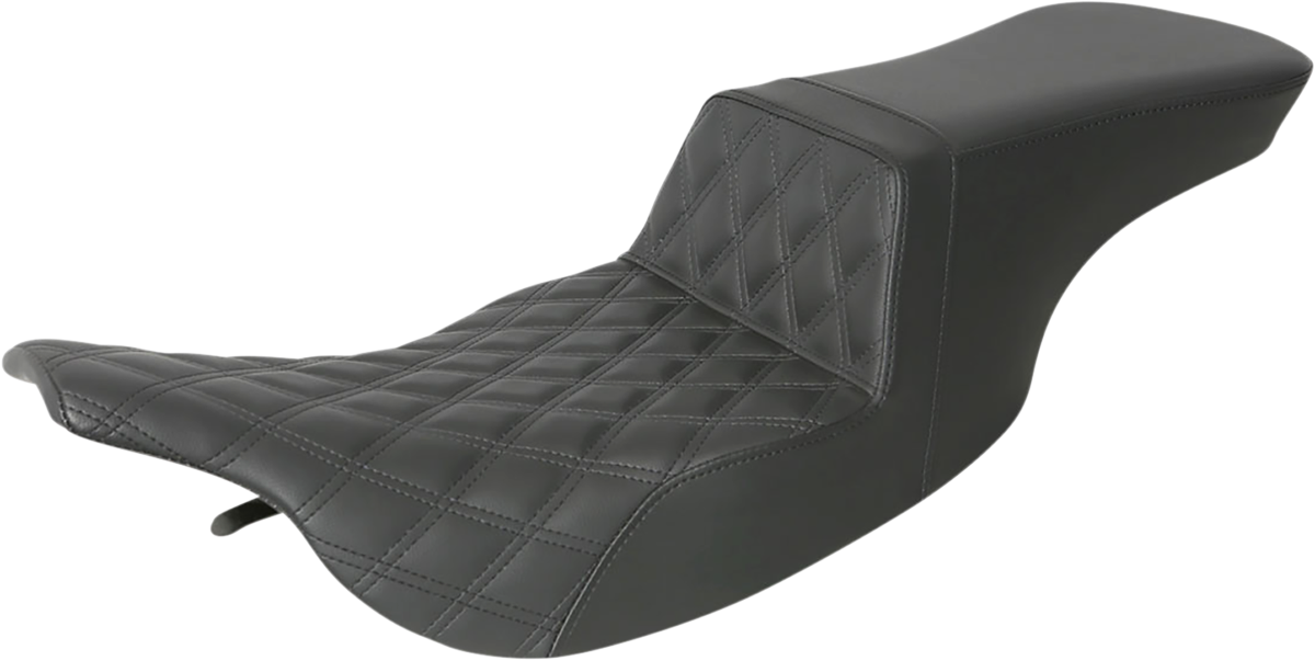 SADDLEMEN Tour Step-Up Seat - Front Lattice Stitch - Black - Touring '97-'07
