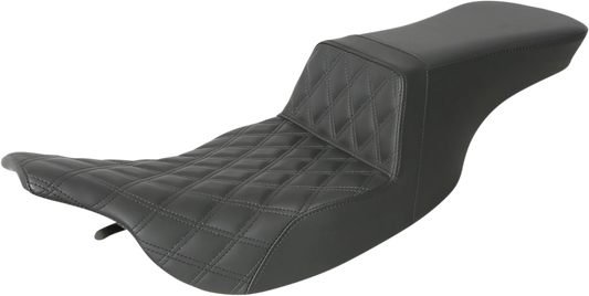 SADDLEMEN Tour Step-Up Seat - Front Lattice Stitch - Black - Touring '97-'07