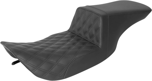 SADDLEMEN Tour Step-Up Seat - Front Lattice Stitch - Black - Touring '97-'07