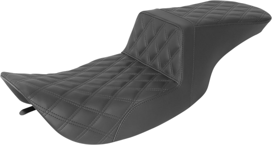 SADDLEMEN Tour Step-Up Seat - Full Lattice Stitch - Black - Touring '97-'07