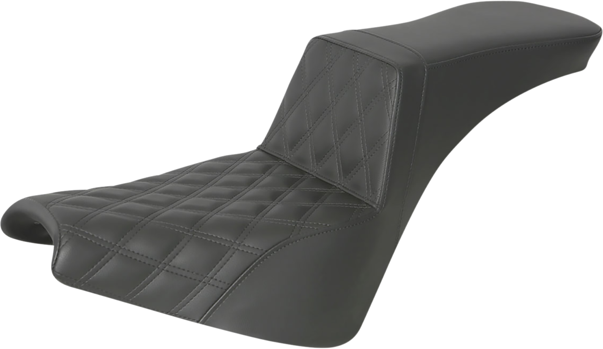 SADDLEMEN Step-Up Seat - Front Lattice Stitch - Black - Softail '18-'24