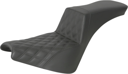 SADDLEMEN Step-Up Seat - Front Lattice Stitch - Black - Softail '18-'24