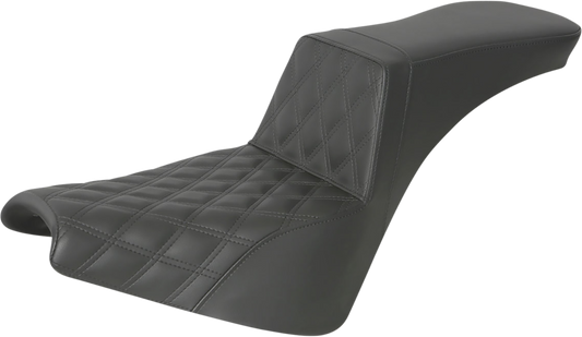 SADDLEMEN Step-Up Seat - Front Lattice Stitch - Black - Softail '18-'24