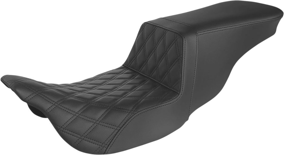 SADDLEMEN Tour Step-Up Seat - Front Lattice Stitch - Black - Touring '08-'24