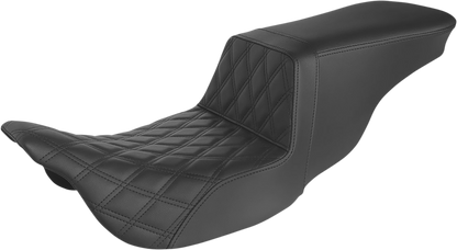SADDLEMEN Tour Step-Up Seat - Front Lattice Stitch - Black - Touring '08-'24