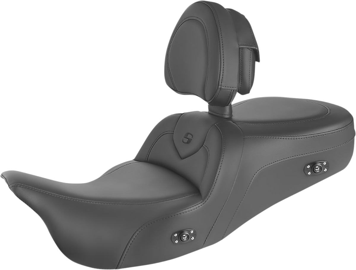 SADDLEMEN Heated RoadSofa Seat - With Backrest - Black w/Black Stitching - '09-'22 TRIKES