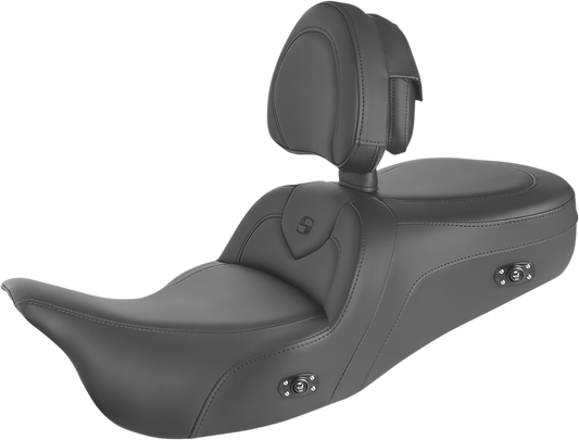 SADDLEMEN Heated RoadSofa Seat - With Backrest - Black w/Black Stitching - '09-'22 TRIKES