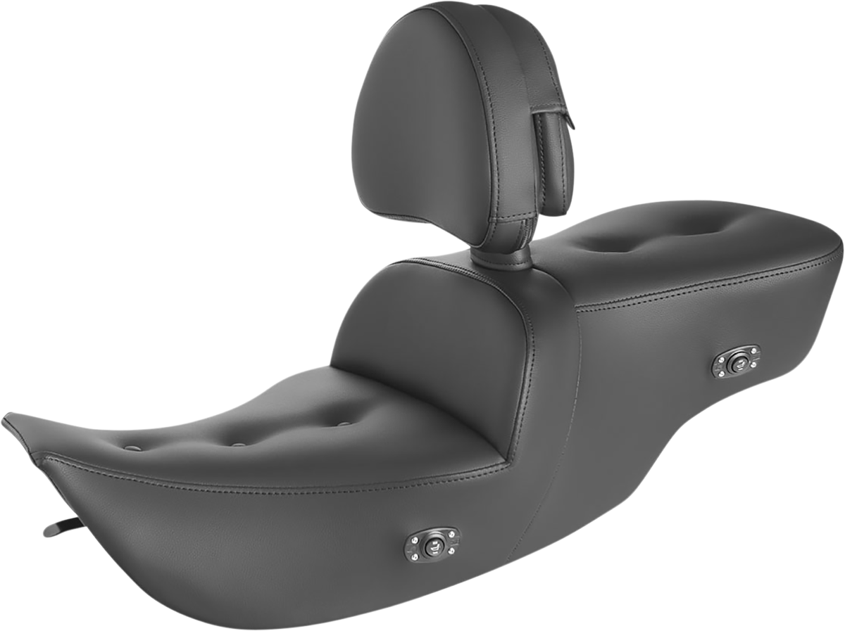 SADDLEMEN Pillow Top Roadsofa™ Seat - Heated - Black - with Backrest - Touring '97-'07