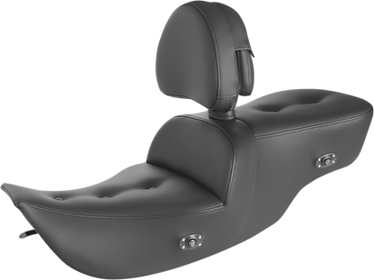 SADDLEMEN Pillow Top Roadsofa™ Seat - Heated - Black - with Backrest - Touring '97-'07