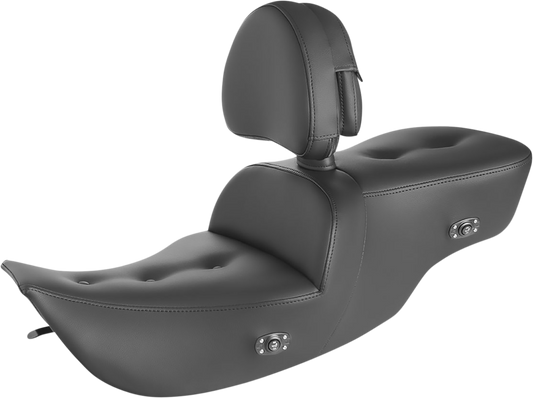 SADDLEMEN Pillow Top Roadsofa™ Seat - Heated - Black - with Backrest - Touring '97-'07