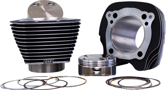 S&S CYCLE 136" Big Bore Cylinder Kit - Black/Highlighted Fins - M8