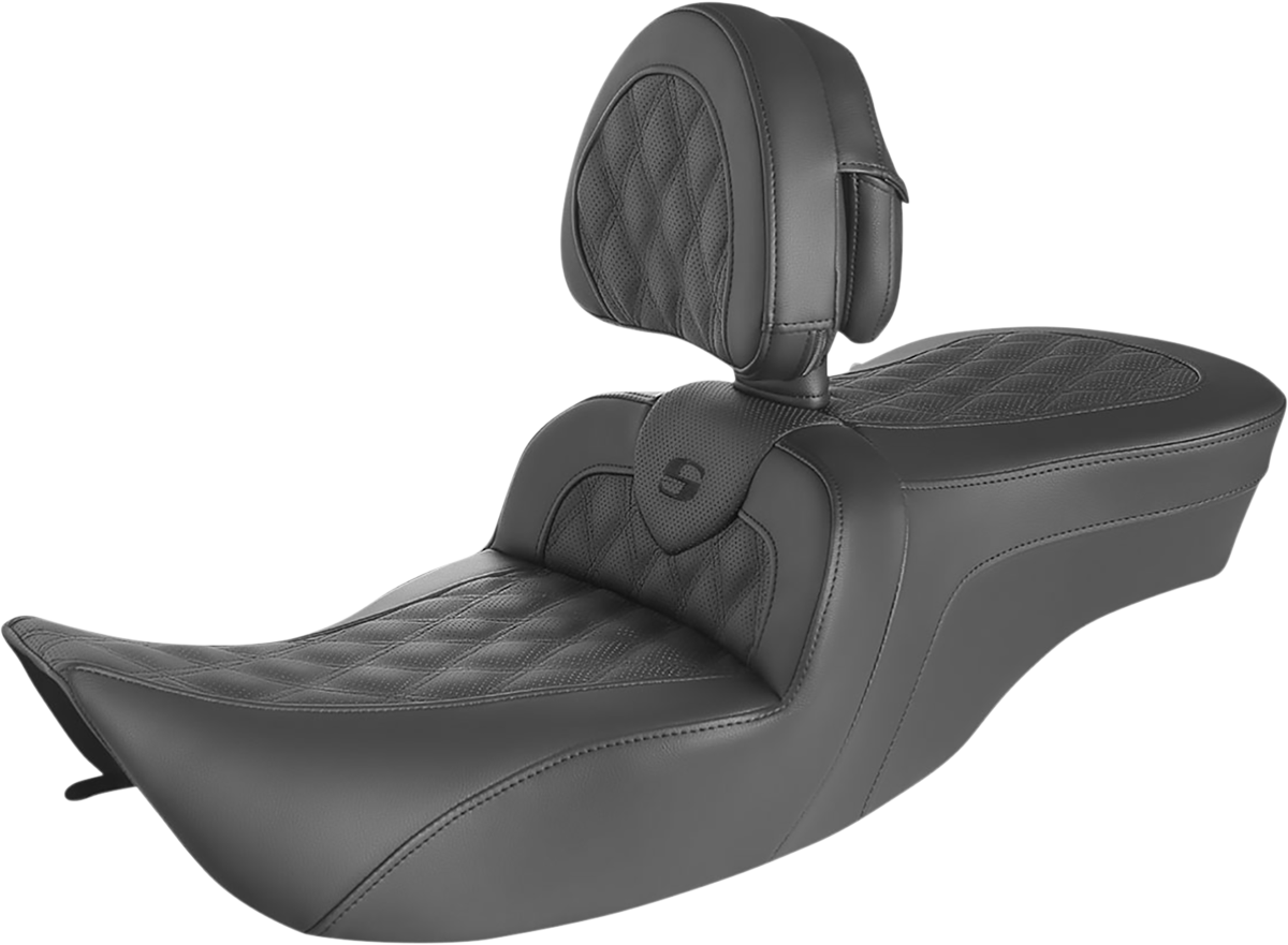 SADDLEMEN Roadsofa™ Seat - Full Lattice Stitch - with Backrest - Touring '97-'07