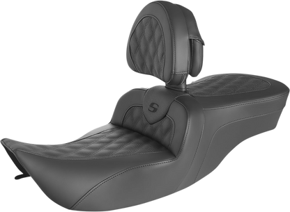 SADDLEMEN Roadsofa™ Seat - Full Lattice Stitch - with Backrest - Touring '97-'07