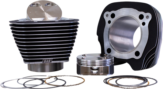 S&S CYCLE 129" Big Bore Cylinder Kit - Black/Highlighted Fins - M8