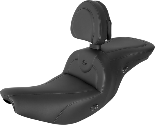 SADDLEMEN RoadSofa* Seat - With Backrest - Black W/Black Stitching - Heated - Indian '14-'23