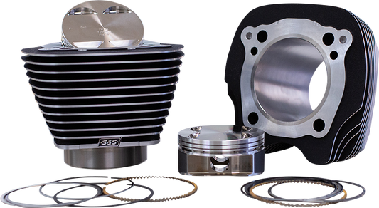 S&S CYCLE 132" Big Bore Cylinder Kit - Black/Highlighted Fins - M8