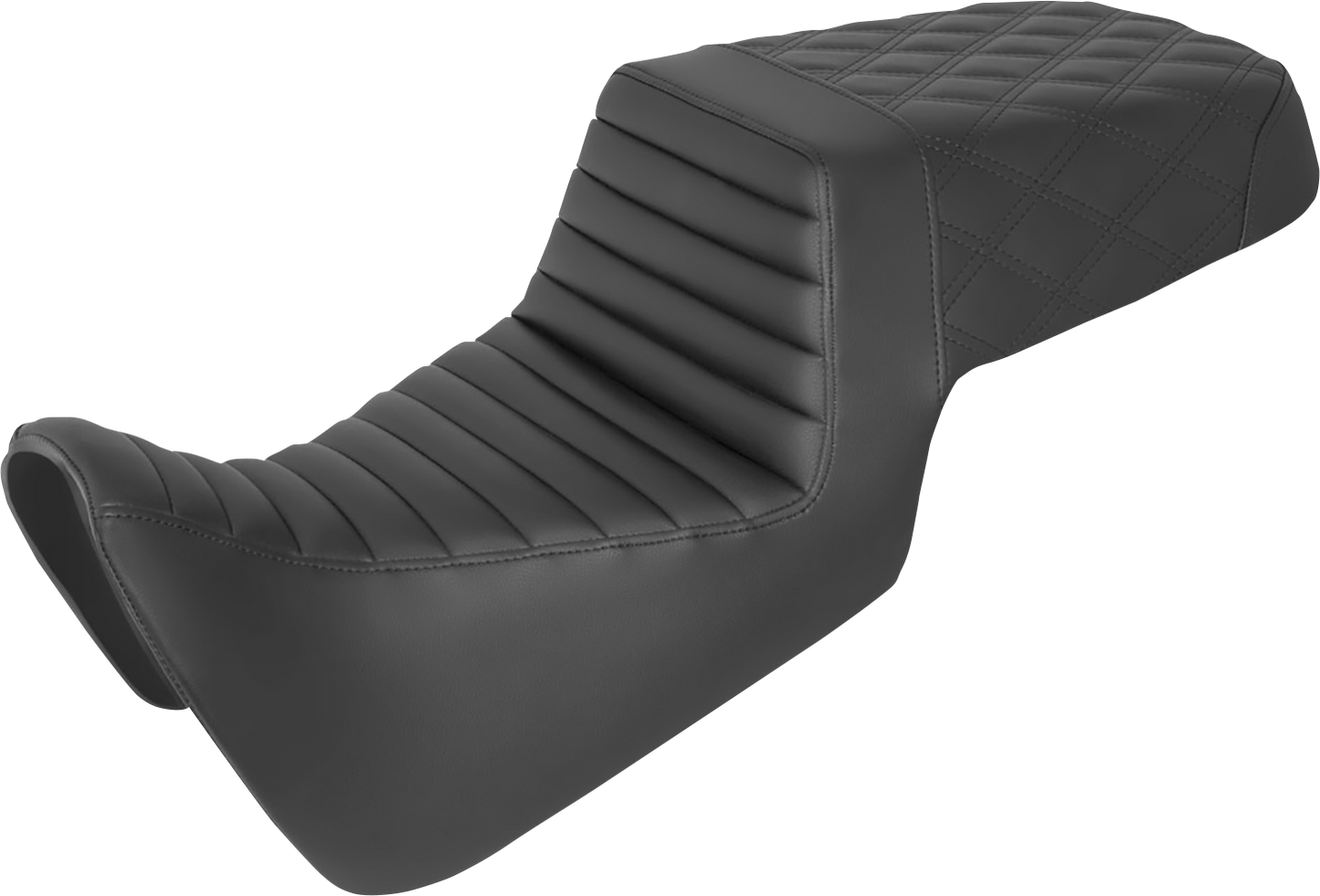 SADDLEMEN Step-Up Seat - Front Tuck-n-Roll/Rear Lattice Stitch - Black - Pan America '21-'24