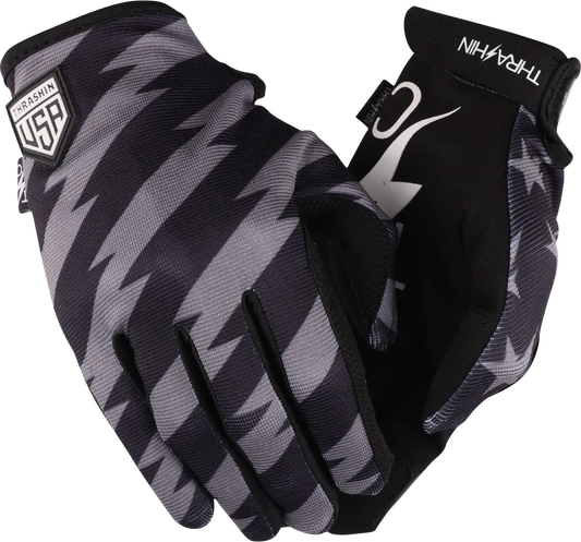 THRASHIN SUPPLY CO. Stars & Bolts Stealth Gloves - Black/Gray - Large