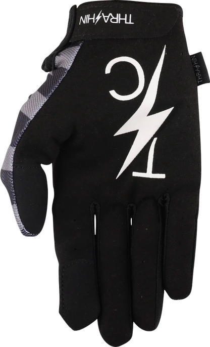 THRASHIN SUPPLY CO. Stars & Bolts Stealth Gloves - Black/Gray - Medium
