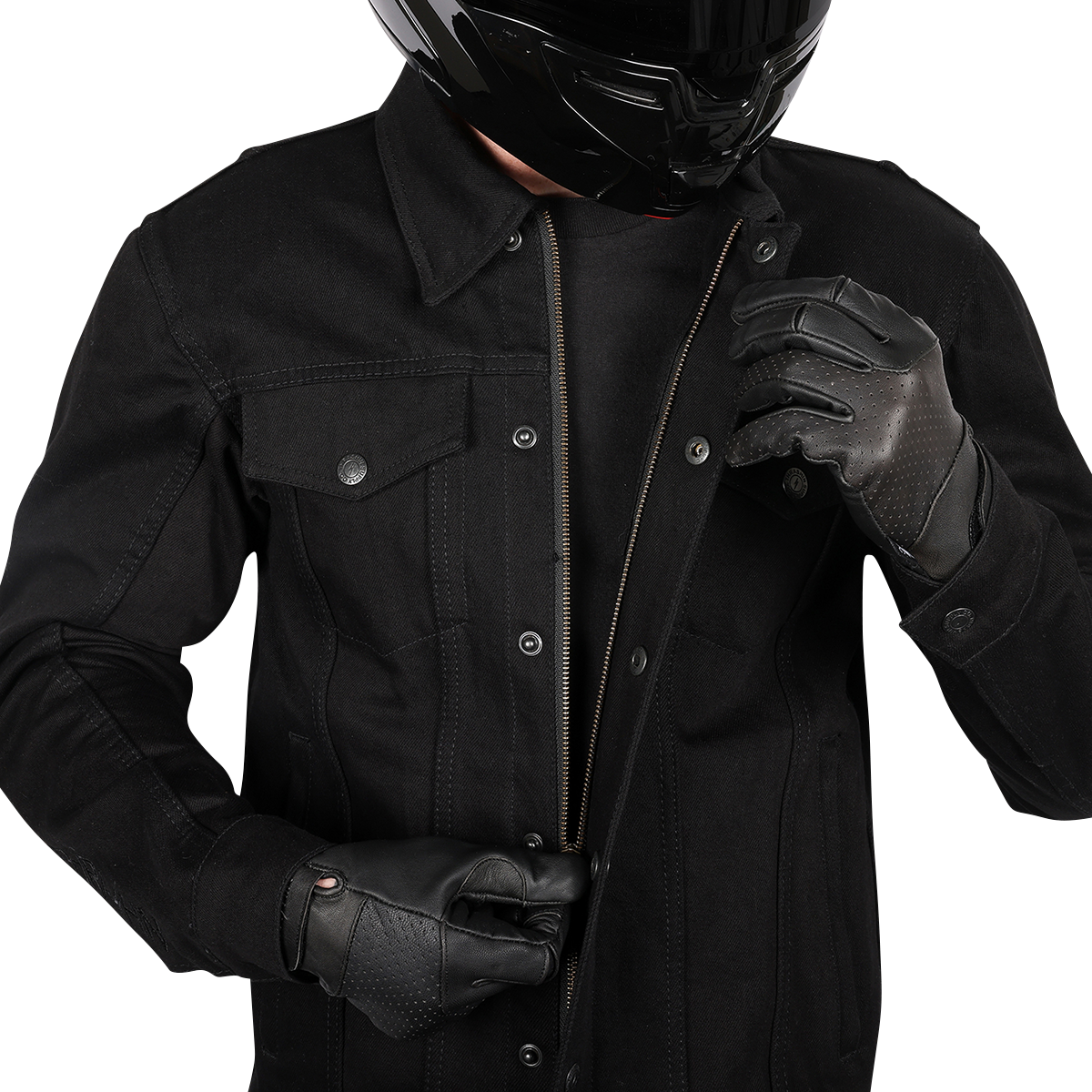 THRASHIN SUPPLY CO. Highway v2 Denim Riding Jacket - Black - Large